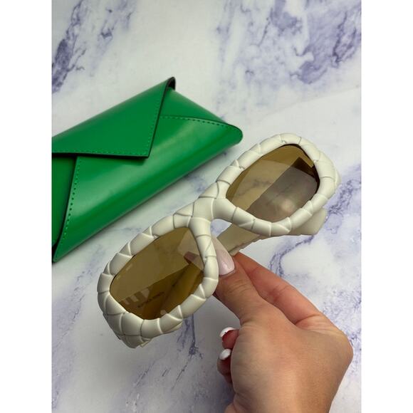 SALE! NEW Bottega Veneta BV1303S Ivory Braided Sunglasses $615 main image 4